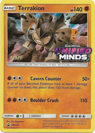 Terrakion (Prerelease) [Staff] (SM205) - SM Promos Holofoil - Promo