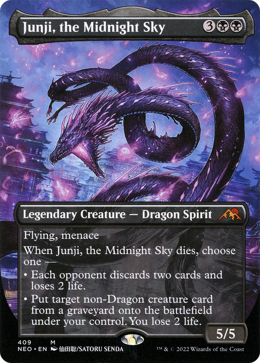 Junji, the Midnight Sky (Borderless) (NEO-409) - Kamigawa: Neon Dynasty (Borderless) Foil