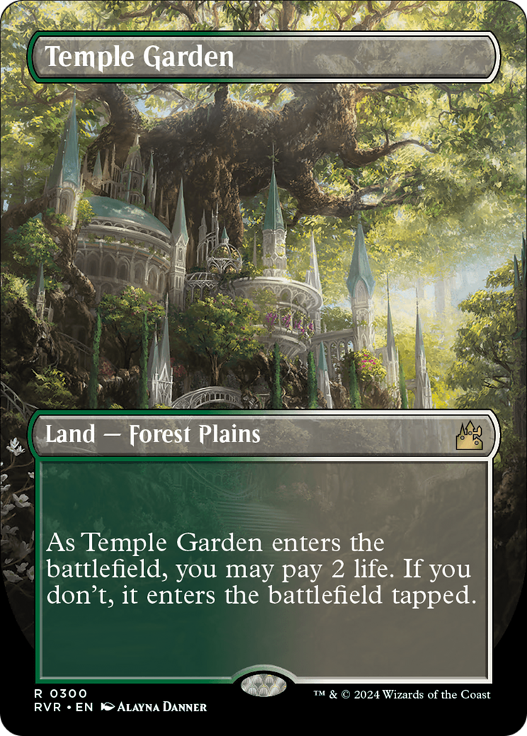 Temple Garden (Borderless) (RVR-300) - Ravnica Remastered (Borderless) Foil