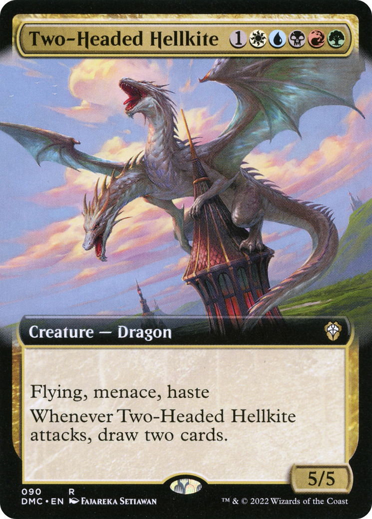 Two-Headed Hellkite (DMC-090) - Dominaria United Commander: (Extended Art)