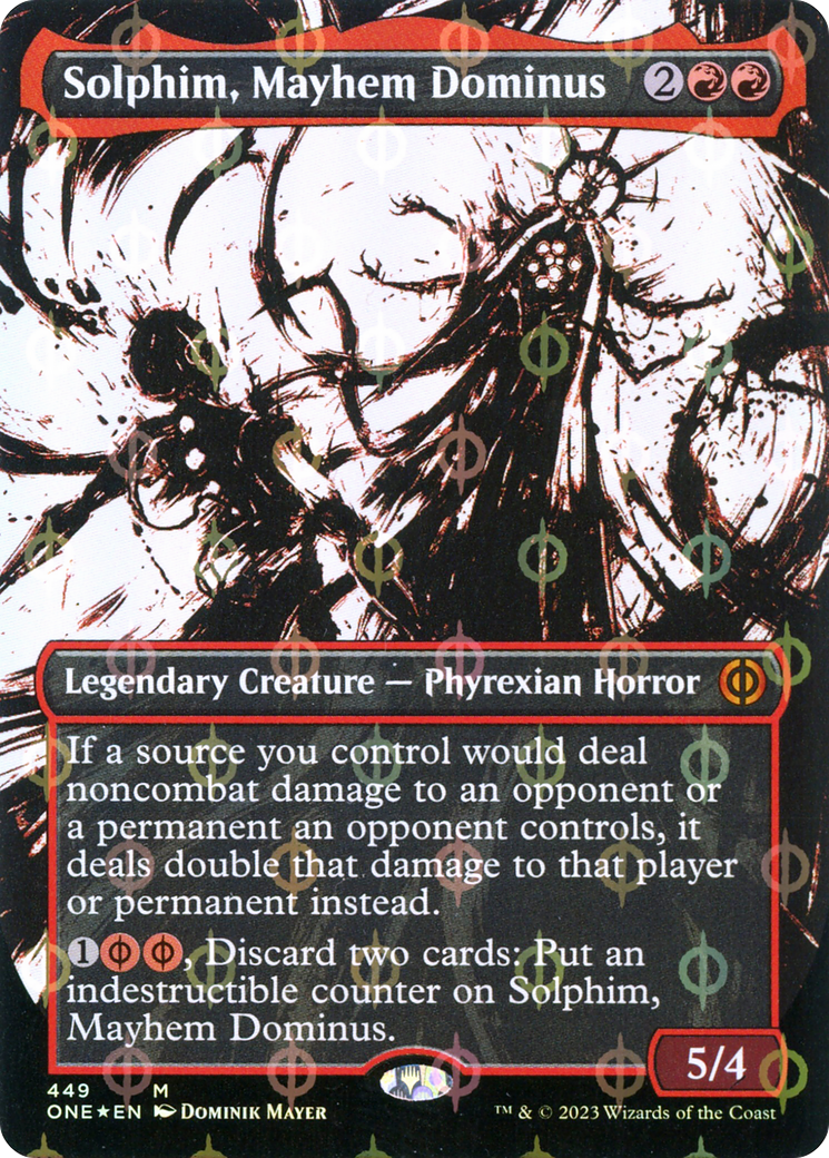 Solphim, Mayhem Dominus (ONE-449) - Phyrexia: All Will Be One: (Showcase) (Borderless) Foil