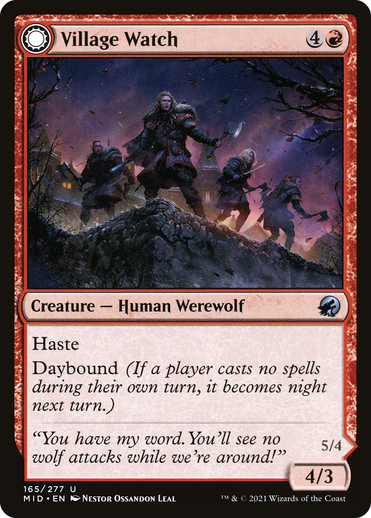 Village Watch // Village Reavers (MID-165) - Innistrad: Midnight Hunt: (Double Faced Transform) Foil