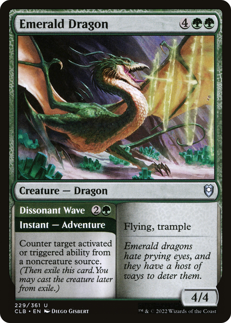 Emerald Dragon // Dissonant Wave (CLB-229) - Commander Legends: Battle for Baldur's Gate