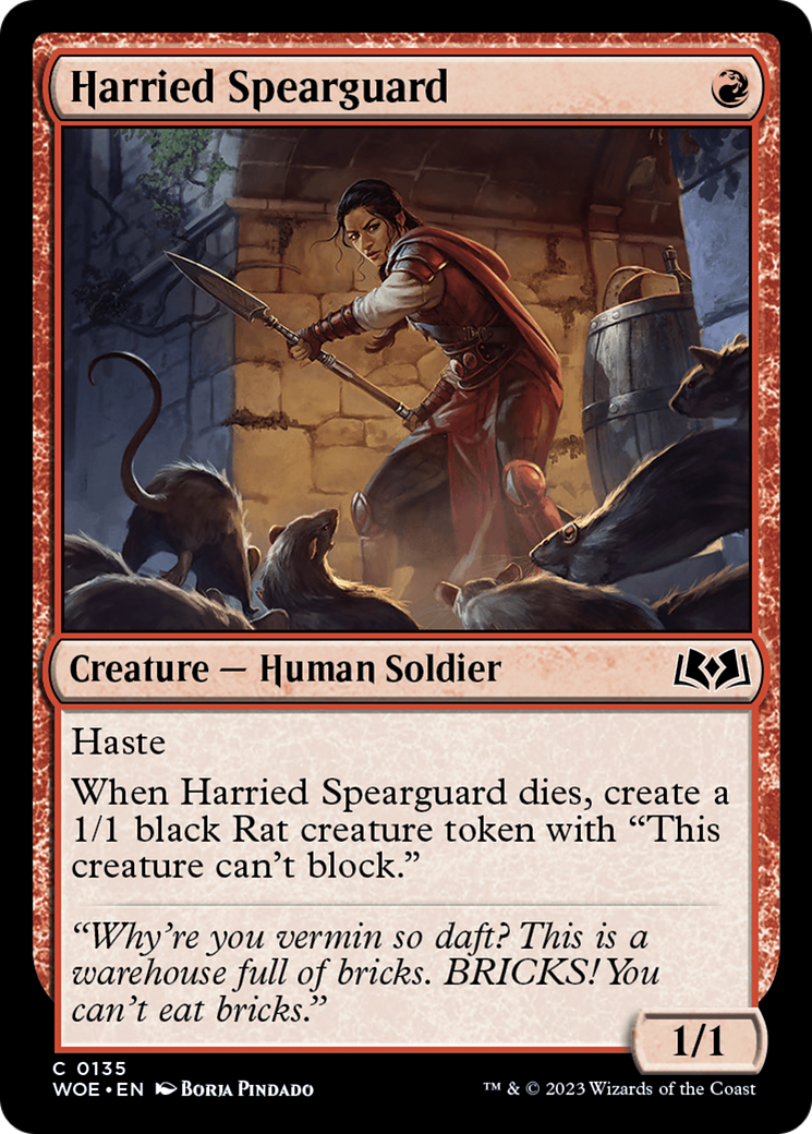 Harried Spearguard  (WOE-135) - Wilds of Eldraine Foil