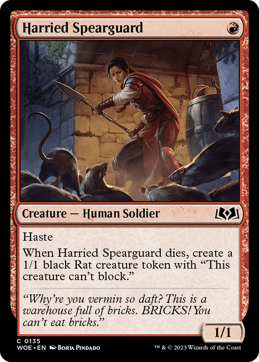 Harried Spearguard  (WOE-135) - Wilds of Eldraine Foil