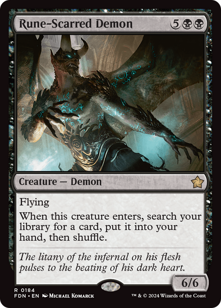 Rune-Scarred Demon (FDN-184) - Foundations Foil