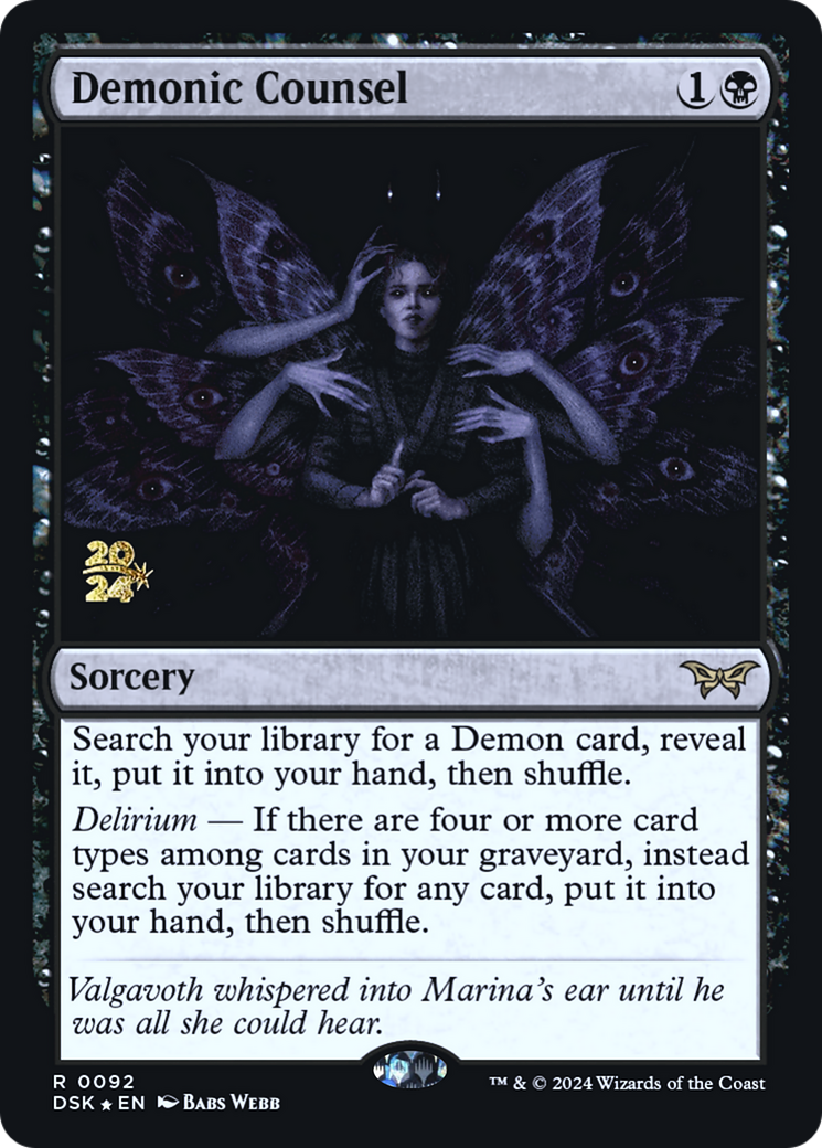 Demonic Counsel (PRE-092) - Duskmourn: House of Horror Promos (Prerelease) Foil