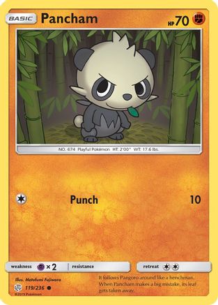 Pancham (119/236) - SM  Cosmic Eclipse Reverse Holofoil - Common