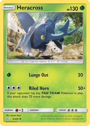 Heracross (9/236) - SM  Cosmic Eclipse Reverse Holofoil - Uncommon