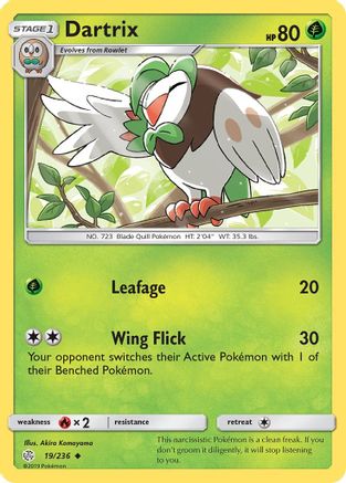 Dartrix (19/236) - SM  Cosmic Eclipse Reverse Holofoil - Uncommon