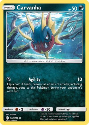 Carvanha - 132/236 - SM  Cosmic Eclipse Reverse Holofoil - Common