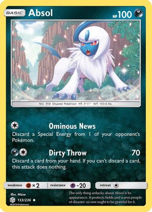 Absol (133/236) - SM  Cosmic Eclipse Reverse Holofoil - Uncommon