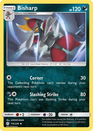 Bisharp - 135/236 - SM  Cosmic Eclipse Reverse Holofoil - Uncommon