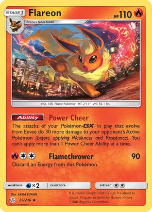 Flareon 025/236 - SM  Cosmic Eclipse Reverse Holofoil - Uncommon