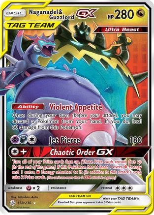 Naganadel & Guzzlord GX (158/236) - SM  Cosmic Eclipse Holofoil - Ultra Rare