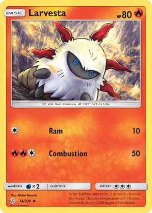 Larvesta (34/236) - SM  Cosmic Eclipse Reverse Holofoil - Uncommon