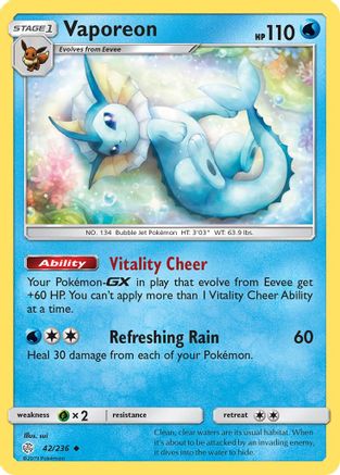 Vaporeon 42/236 - Cosmic Eclipse Reverse Holofoil