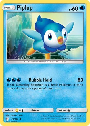 Piplup (54/236) - SM  Cosmic Eclipse Reverse Holofoil - Common