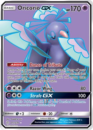 Oricorio GX (Full Art) (217/236) - SM  Cosmic Eclipse Holofoil - Ultra Rare