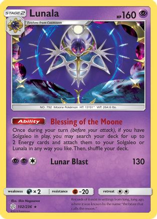 Lunala (102/236) - SM  Cosmic Eclipse Holofoil - Holo Rare