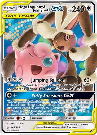 Mega Lopunny & Jigglypuff GX (165/236) - SM  Cosmic Eclipse Holofoil - Ultra Rare