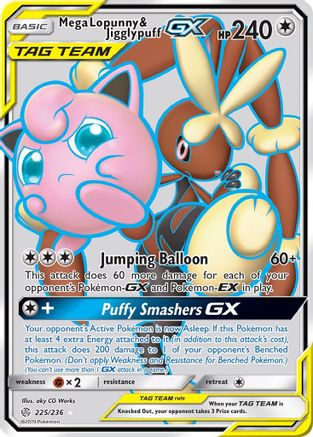 Mega Lopunny & Jigglypuff-GX 225/236 - Cosmic Eclipse Holofoil