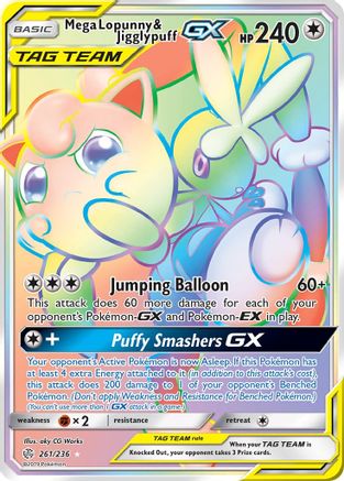 Mega Lopunny & Jigglypuff GX (Secret) (261/236) - SM  Cosmic Eclipse Holofoil - Secret Rare