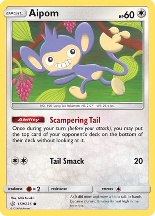 Aipom (169/236) - SM  Cosmic Eclipse Reverse Holofoil - Common