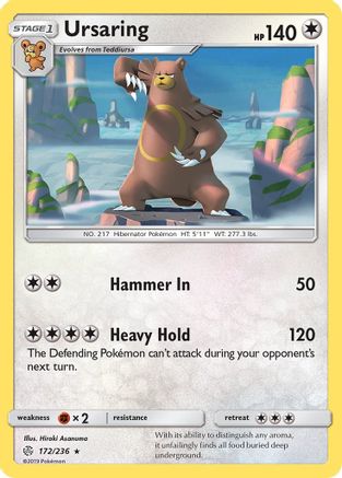Ursaring (172/236) - SM  Cosmic Eclipse Reverse Holofoil - Rare