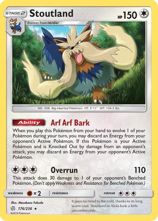 Stoutland (176/236) - SM  Cosmic Eclipse Reverse Holofoil - Holo Rare