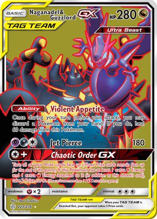 Naganadel & Guzzlord GX (Full Art) (223/236) - SM  Cosmic Eclipse Holofoil - Ultra Rare