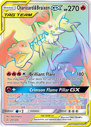 Charizard & Braixen GX (Secret) (251/236) - SM  Cosmic Eclipse Holofoil - Secret Rare