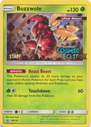 Buzzwole (Prerelease) [Staff] (SM218) - SM Promos Holofoil - Promo