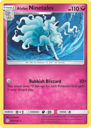 Alolan Ninetales (145/236) - SM  Cosmic Eclipse Reverse Holofoil - Holo Rare