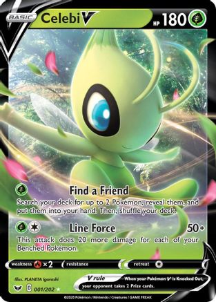Celebi V 001/202 - SWSH01 Sword & Shield Base Set Holofoil - Ultra Rare