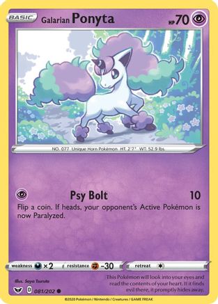 Galarian Ponyta 081/202 - SWSH01 Sword & Shield Base Set Reverse Holofoil - Common