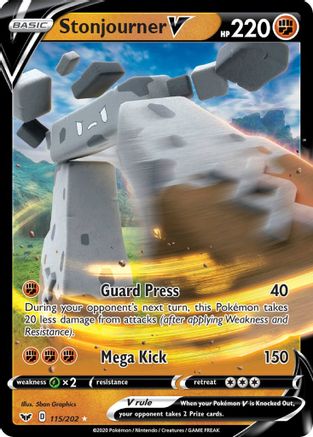 Stonjourner V 115/202 - SWSH01 Sword & Shield Base Set Holofoil - Ultra Rare