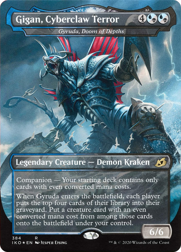 Gyruda, Doom of Depths (IKO-384) - Ikoria: Lair of Behemoths / Gigan, Cyberclaw Terror: (companion) (Borderless) Foil