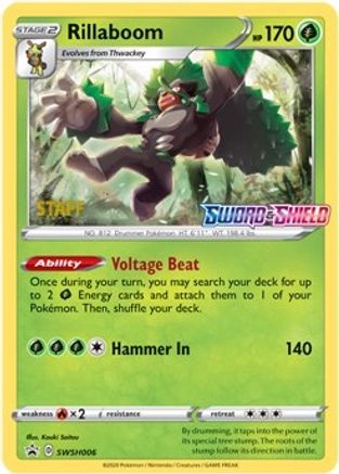 Rillaboom (Prerelease) [Staff] (SWSH006) - SWSH Sword & Shield Promo Cards Holofoil - Promo