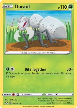 Durant 008/202 - SWSH01 Sword & Shield Base Set Normal - Rare