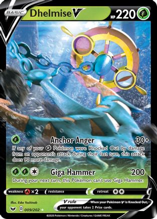 Dhelmise V 009/202 - SWSH01 Sword & Shield Base Set Holofoil - Ultra Rare
