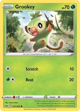Grookey (011) 011/202 - SWSH01 Sword & Shield Base Set Normal - Common