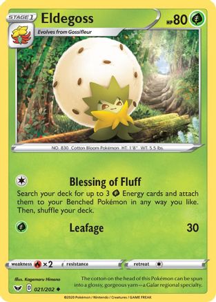 Eldegoss 021/202 - SWSH01 Sword & Shield Base Set Reverse Holofoil - Uncommon