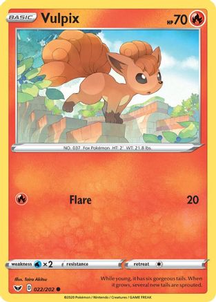 Vulpix 022/202 - SWSH01 Sword & Shield Base Set Reverse Holofoil - Common
