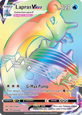 Lapras VMAX (Secret) 203/202 - SWSH01 Sword & Shield Base Set Holofoil - Secret Rare