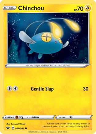 Chinchou (067) 067/202 - SWSH01 Sword & Shield Base Set Reverse Holofoil - Common