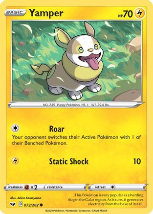 Yamper (073) 073/202 - SWSH01 Sword & Shield Base Set Reverse Holofoil - Common