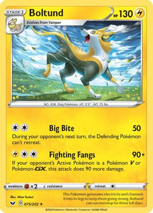 Boltund (075) 075/202 - SWSH01 Sword & Shield Base Set Reverse Holofoil - Holo Rare