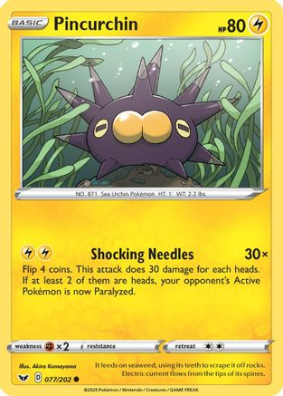 Pincurchin 077/202 - SWSH01 Sword & Shield Base Set Normal - Common