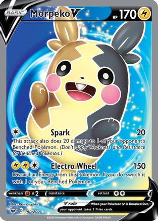 Morpeko V (Full Art) 190/202 - SWSH01 Sword & Shield Base Set Holofoil - Ultra Rare